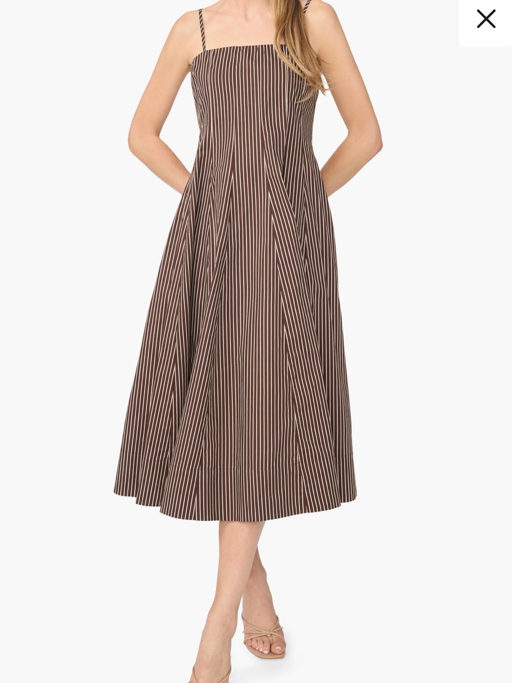 Halogen Brown and White Striped Midi Dressy Skirt
